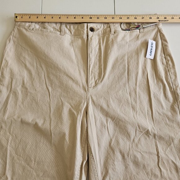 Old Navy Pants Womens 18 Beige Twill Cotton Stretch High Waist Wide Leg Coastal - Picture 4 of 16